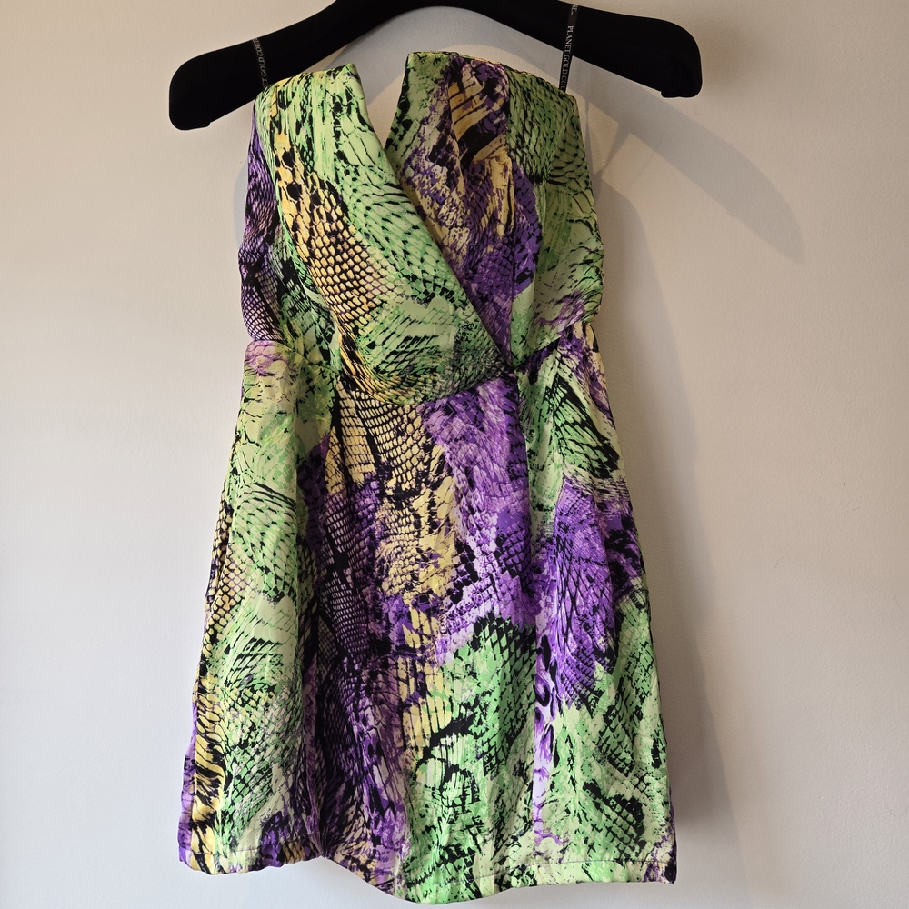 Planet Gold Strapless Dress - Green and Purple
